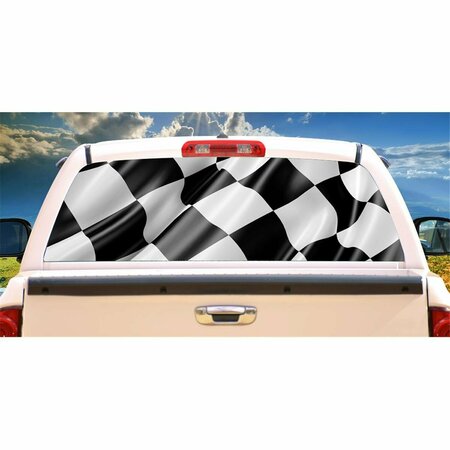 ENTRETENIMIENTO Race Flag Rear Window Graphic Truck View Thru Vinyl Back Decal EN2678310